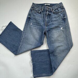 GRLFRND Carla Jeans 27 High Rise Flare Crop Wide Leg Denim in Gonna Fly Now